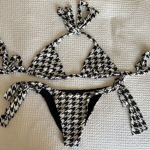 Frankie's Bikinis Black and White Houndstooth Bikini